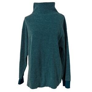 Nike Yoga Therma-Fit Turtleneck Long Sleeve Size L Teal Textured‎ Loose Fit NEW